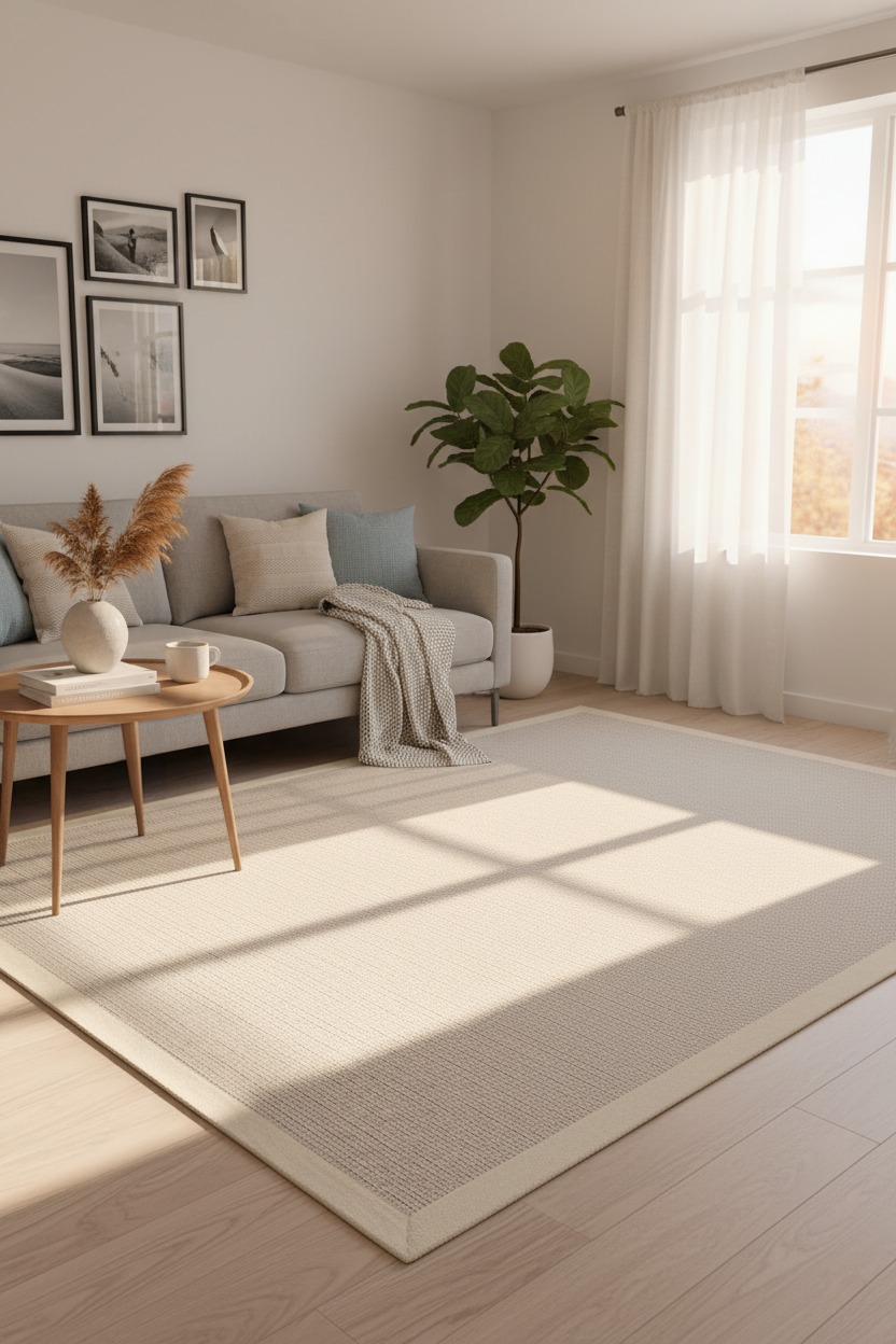 Suit SU01 Cream Cotton Bordure 01 White Salon Koridor Mutfak Sisal Halı