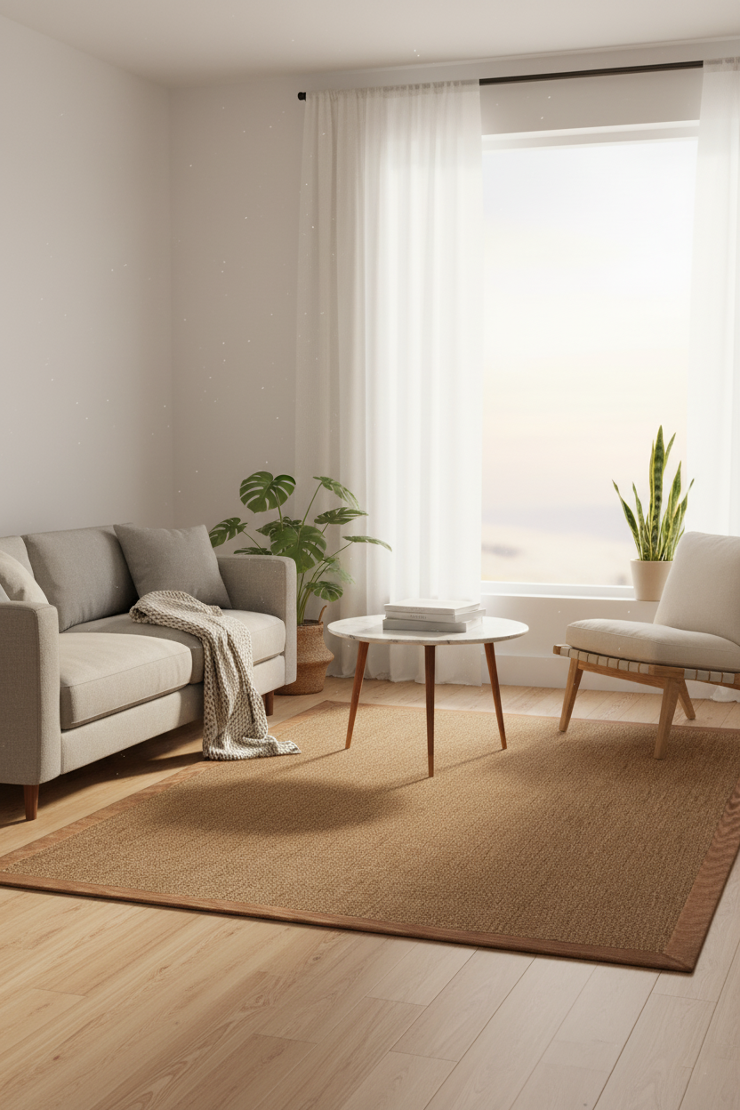 Suit SU05 Brown Cotton Bordure 04 Dark Beige Salon Koridor Mutfak Sisal Halı