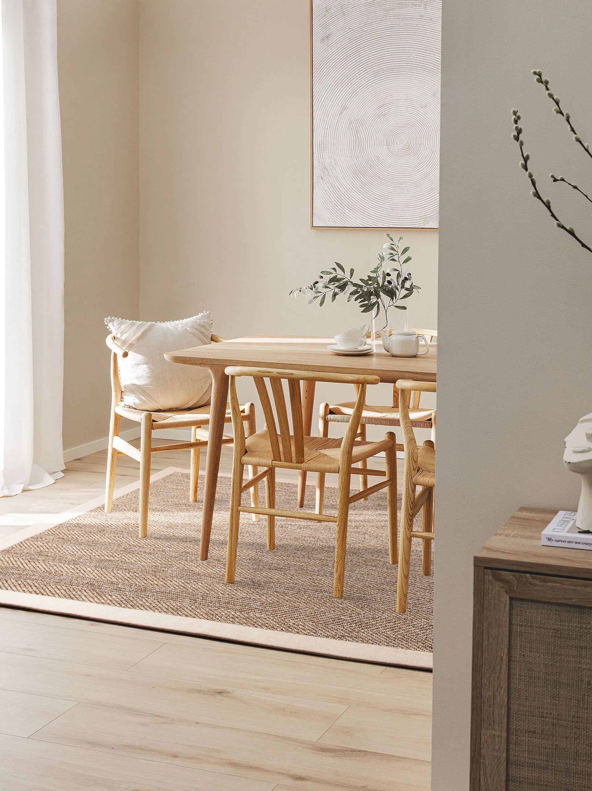 Jutte 02 M-104 Beige Doğal Jüt Sisal Halı