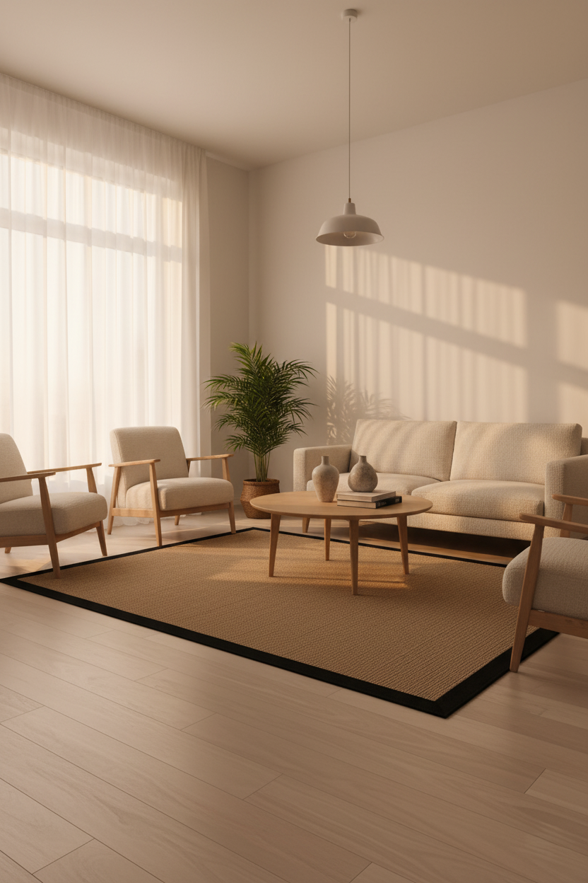 Suit SU03 Jut Cotton Bordure 10 Black Salon Koridor Mutfak Sisal Halı