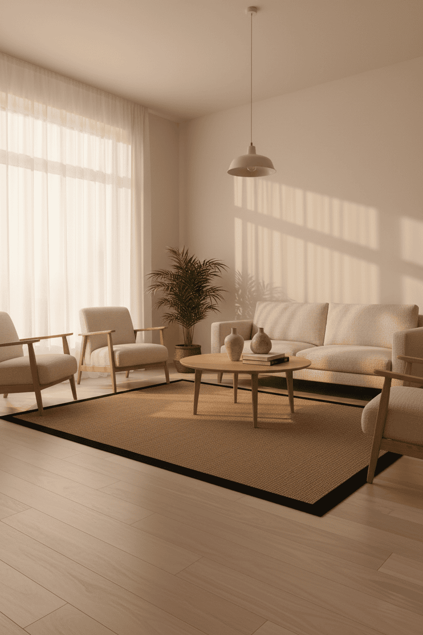 Judy JD03 Sand Cotton Bordure 10 Black Salon Koridor Mutfak Sisal Halı
