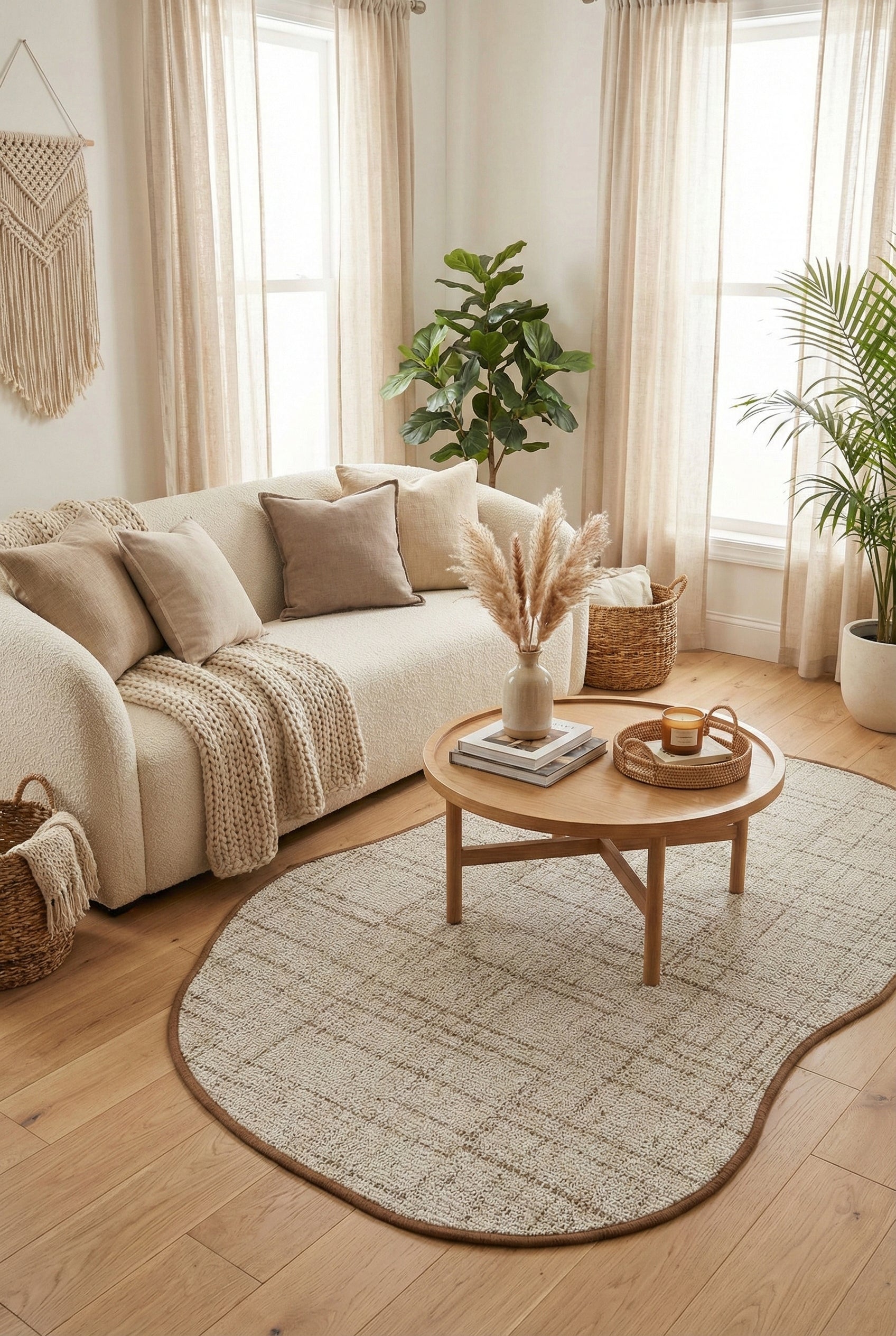 Canvas 3 Look LK01 Cream Cotton Bordure 04 Dark Beige Amorf Sisal Halı