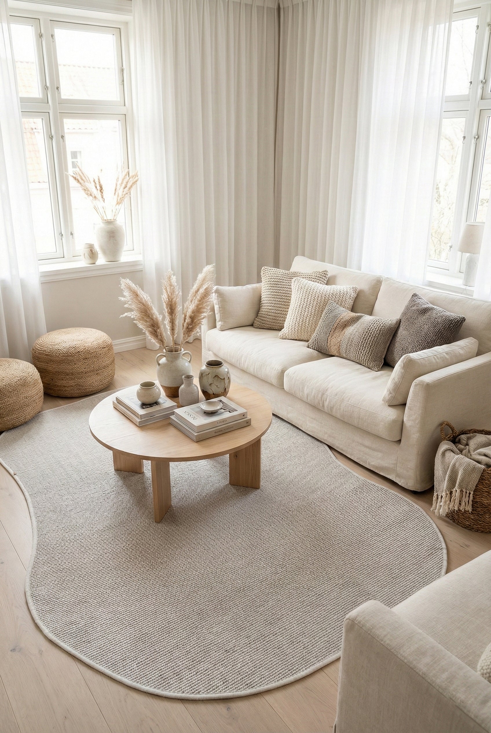 Canvas 3 Suit SU01 Cream Cotton Bordure 01 White Amorf Sisal Halı