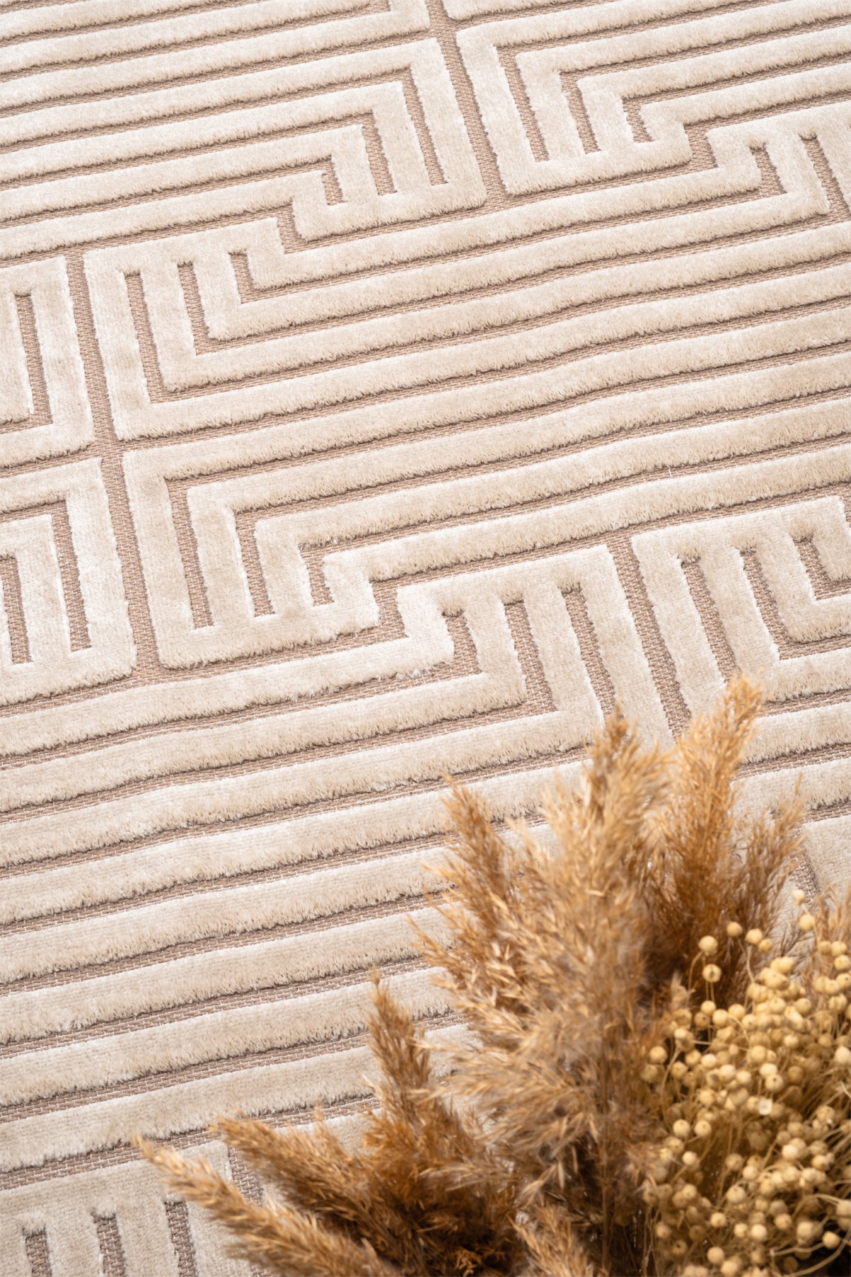 Pier PR03 Beige İskandinav Desenli Modern Salon Halısı