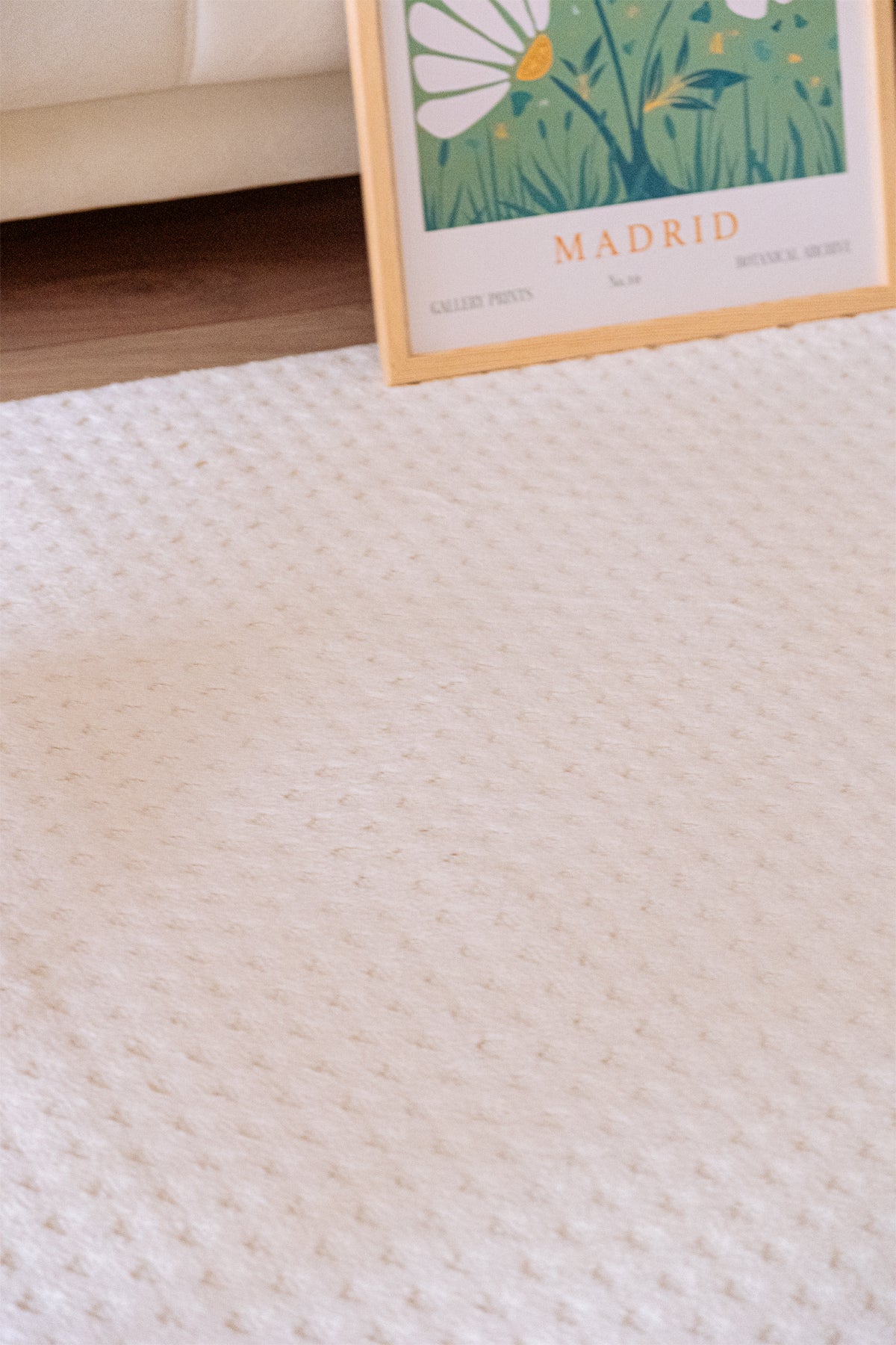 Pita PT01 Cream Plush Textured Scandinavian Living Room Machine Carpet
