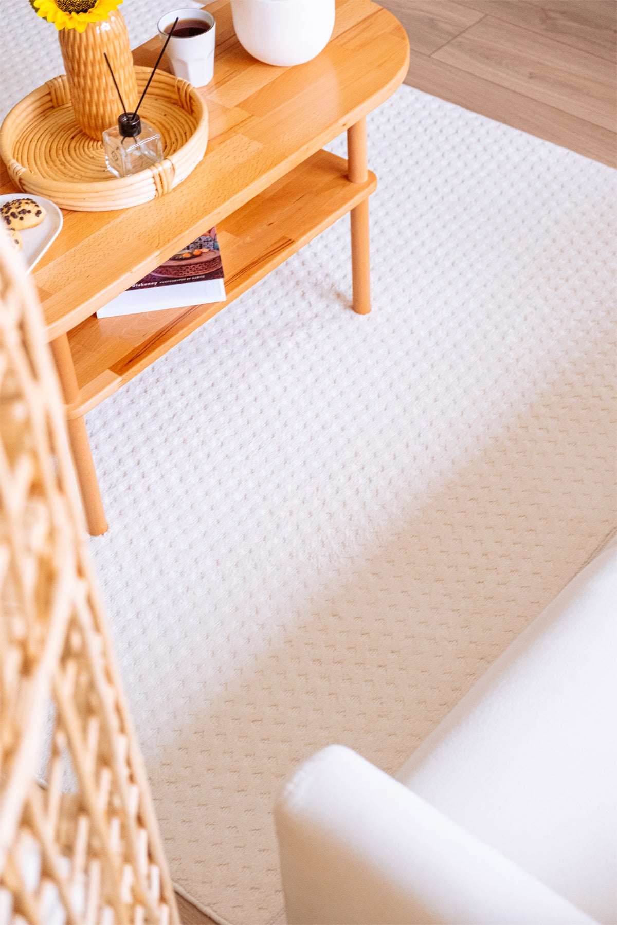 Pita PT01 Cream Plush Textured Scandinavian Living Room Machine Carpet