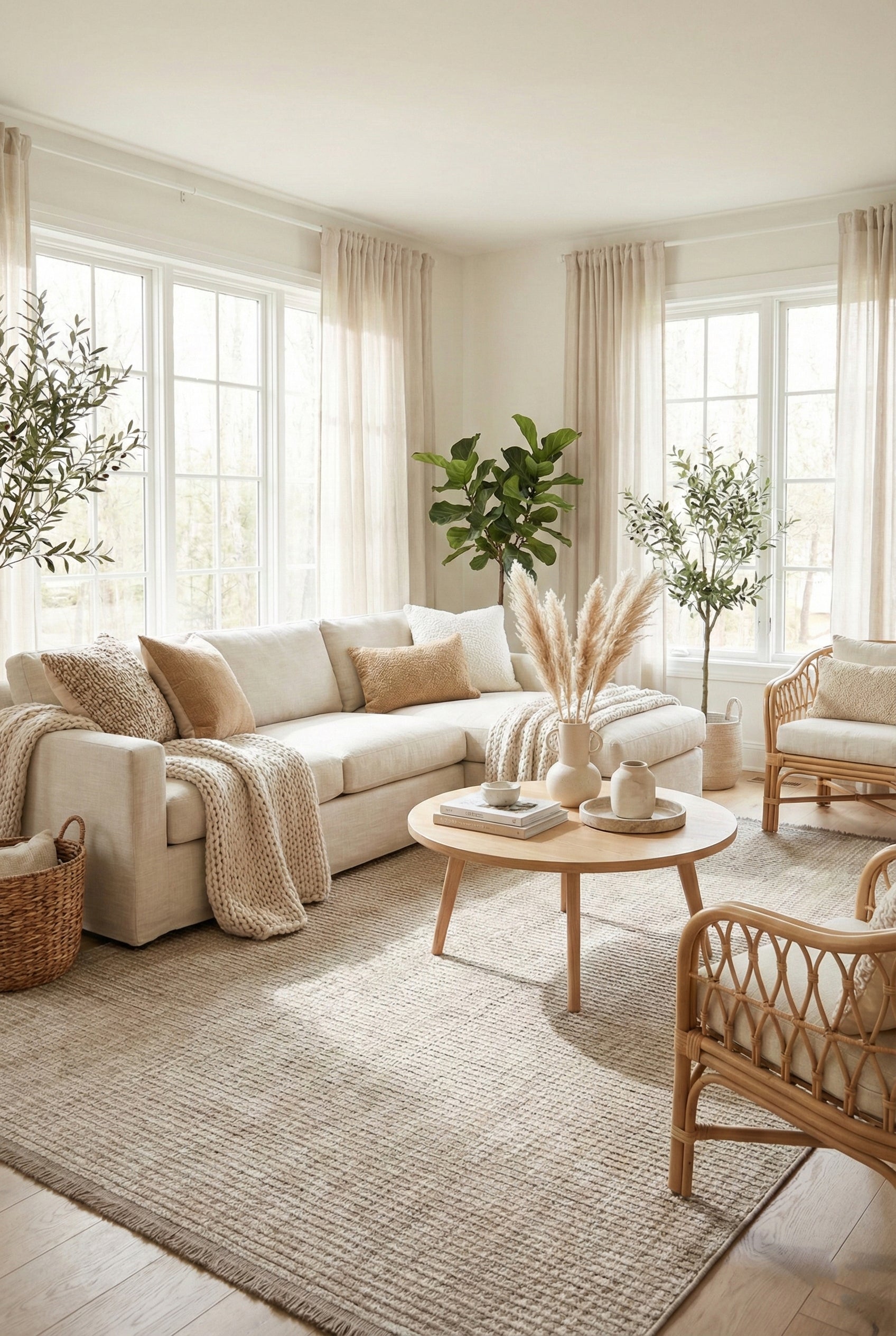 Degrade DG03 Beige Yumuşak Dokulu İskandinav Salon Halısı