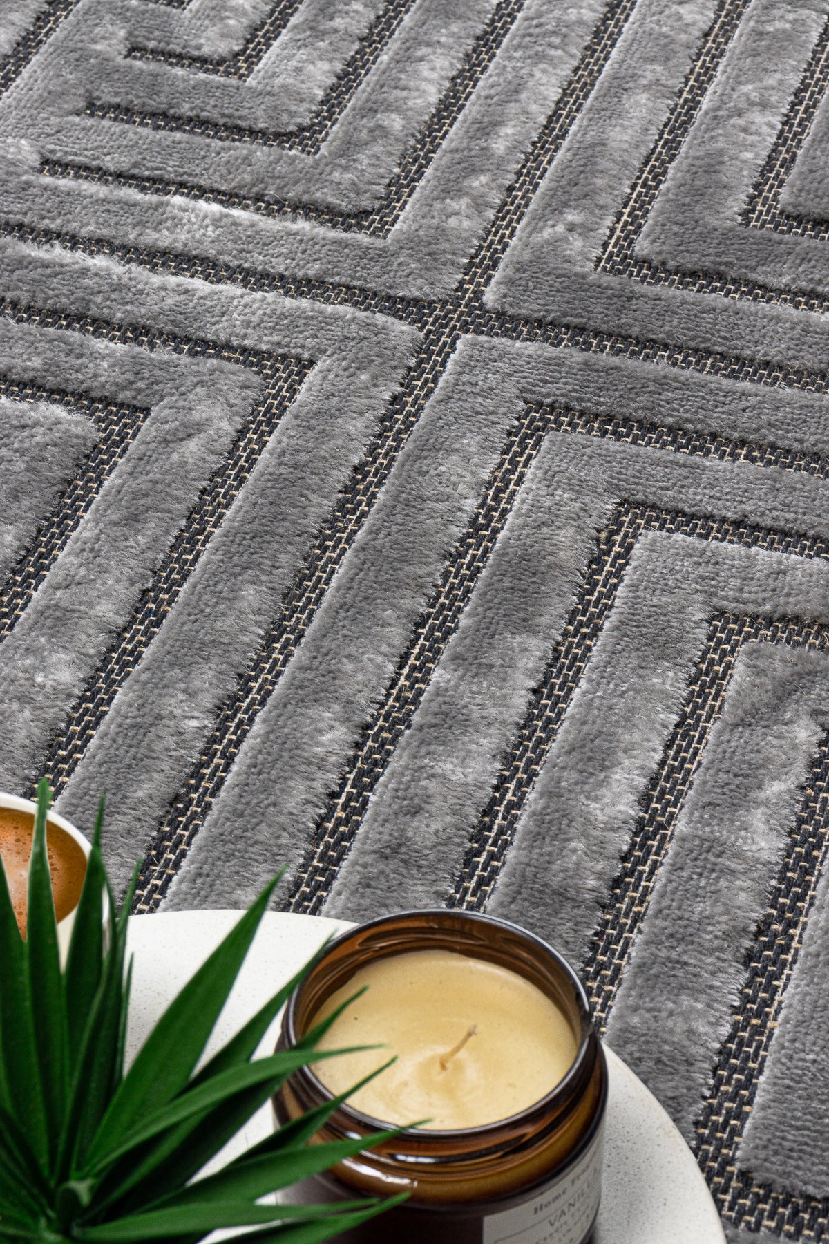 Pier PR02 Grey İskandinav Desenli Modern Salon Halısı