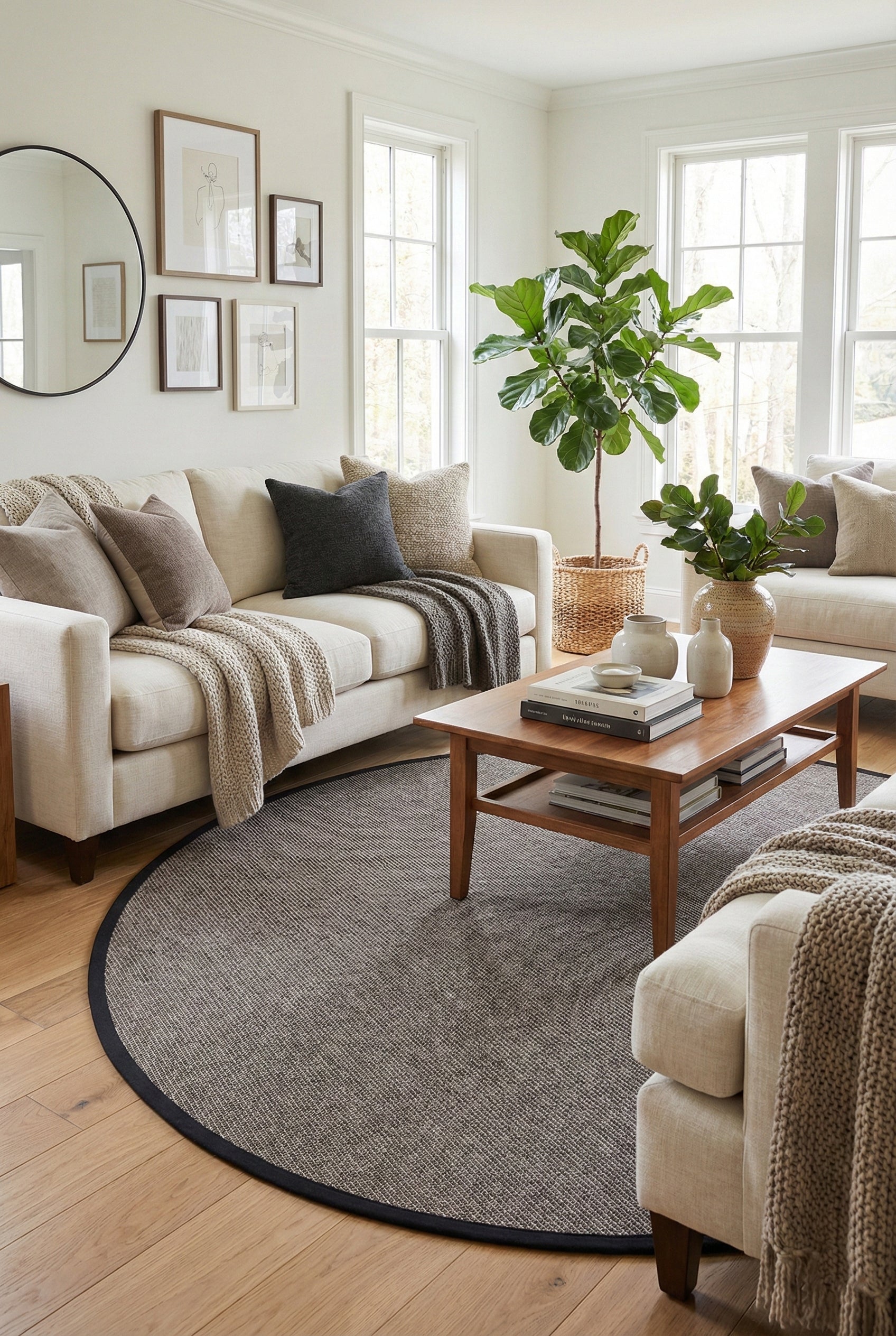 Jutte 09 SK Yuvarlak Doğal Jüt Sisal Halı