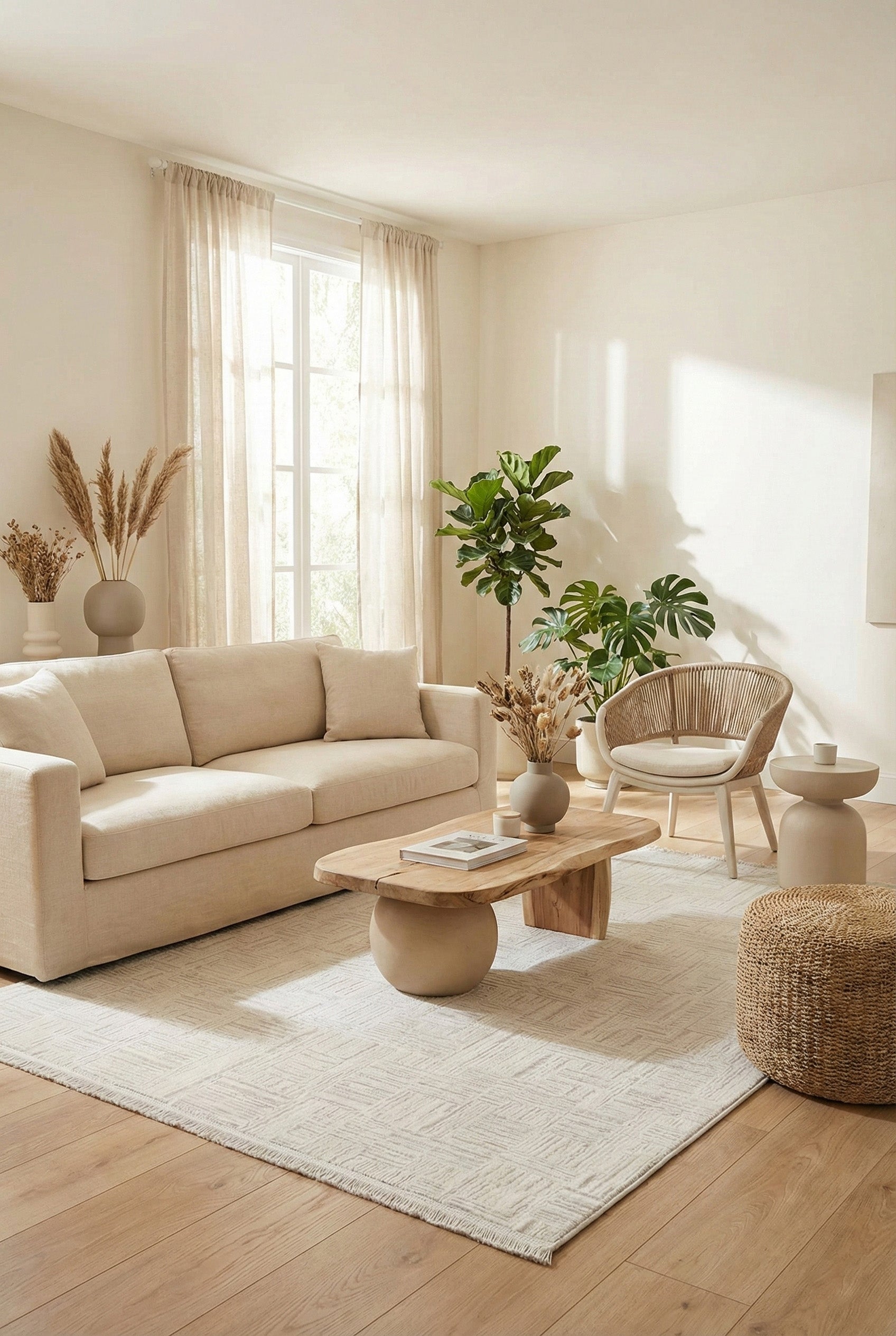 Pier PR01 Cream Scandinavian Patterned Modern Living Room Carpet