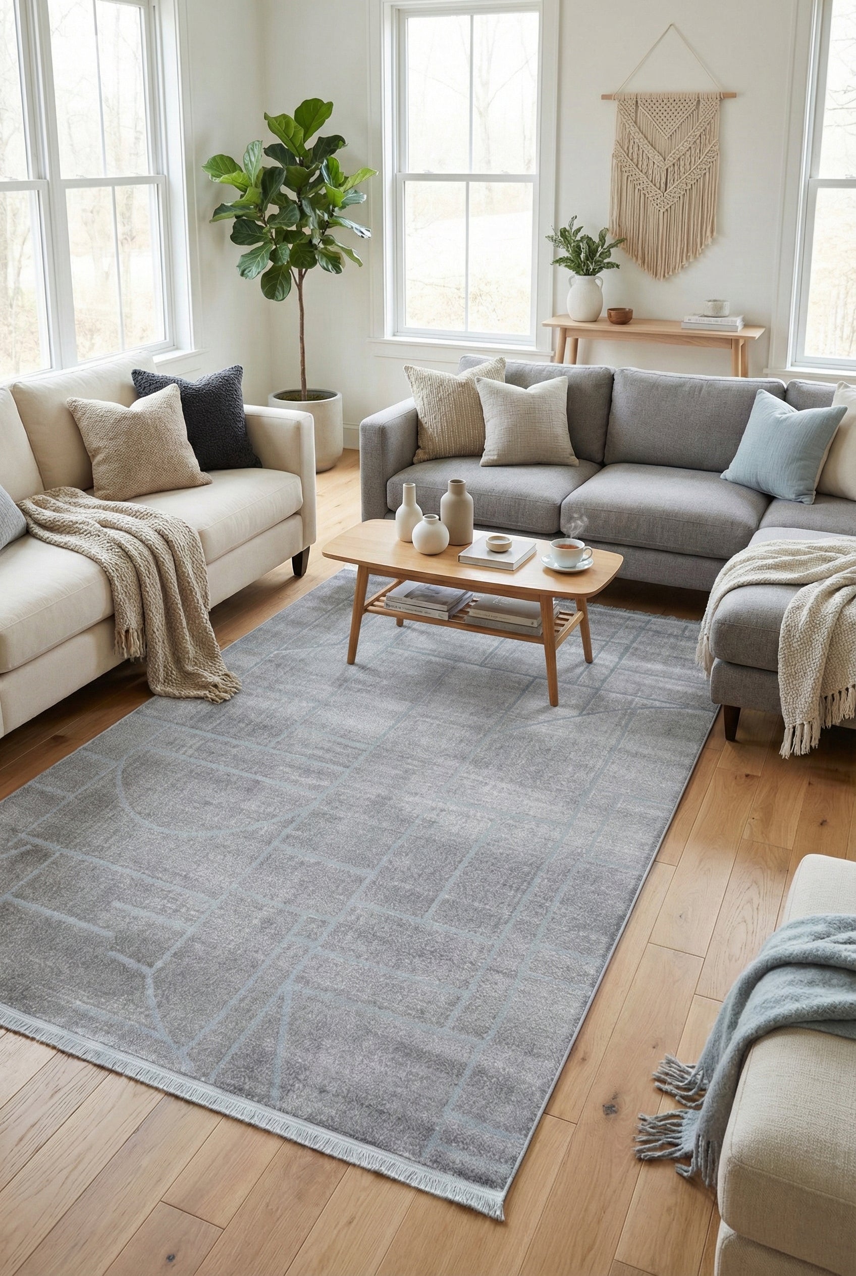 Luca LC04 Anthracite Peluş Dokulu Yumuşak Salon Halısı