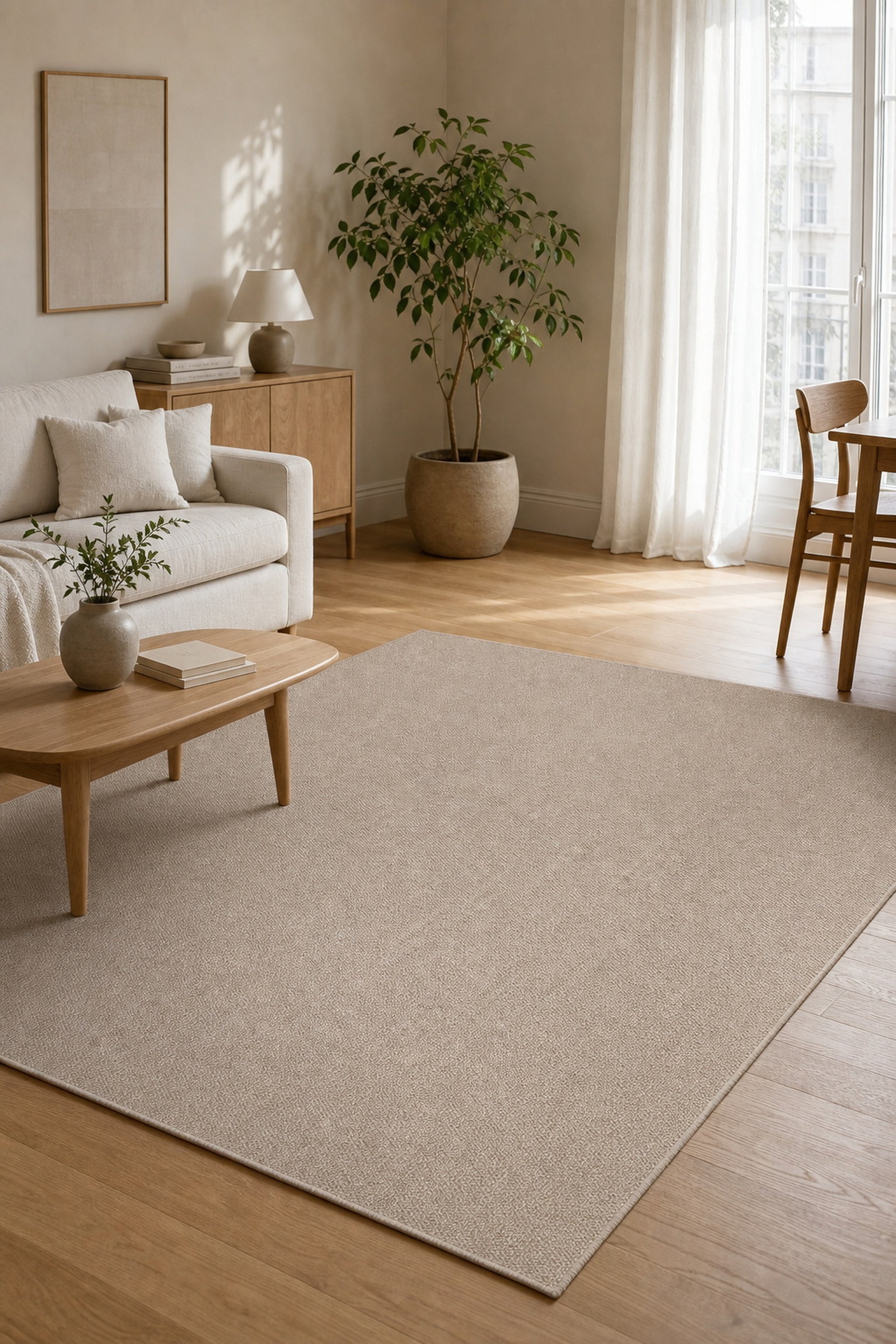 Mania MN04 Beige doğal sisal halı salon lifestyle ürün görseli