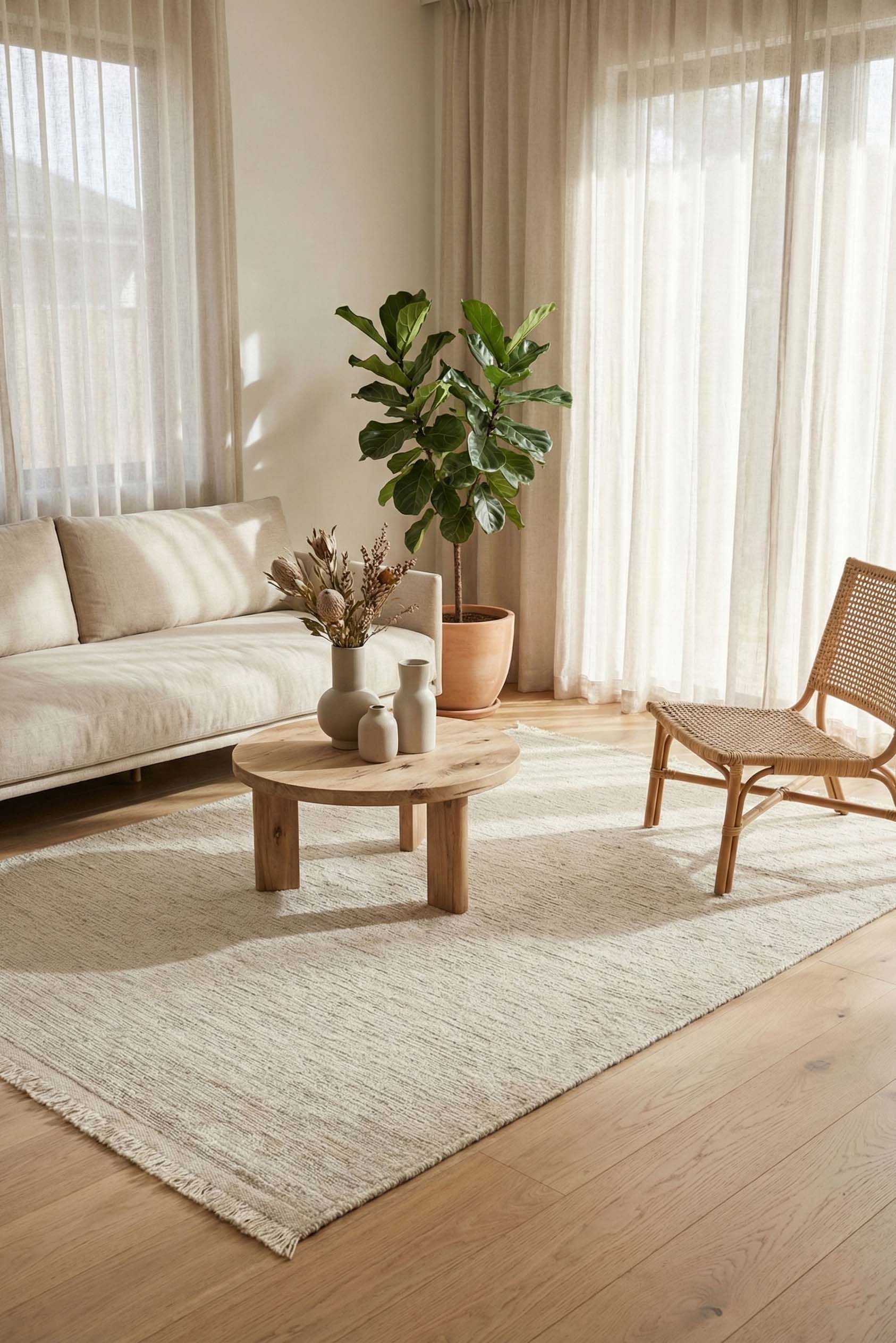 Nature 01 Cream Doğal Yeni Zelanda Yünü Halı