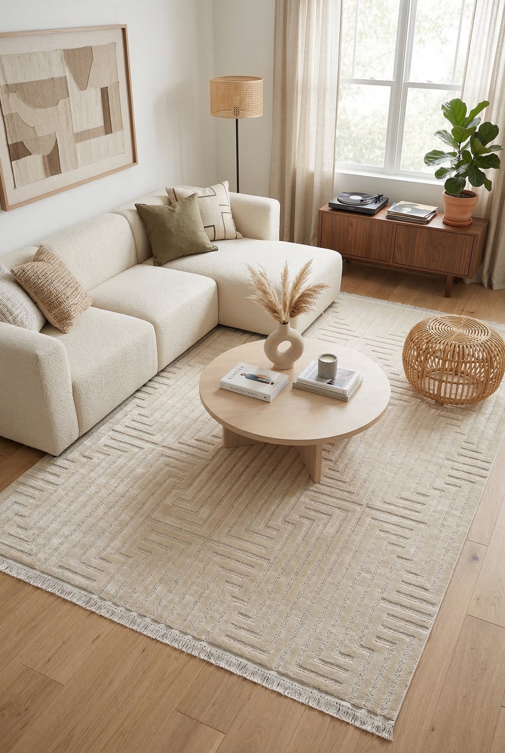 Pier PR01 Cream İskandinav Desenli Modern Salon Halısı