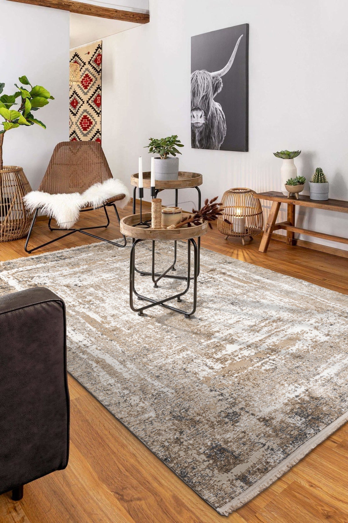 Lima LM01 Beige Grey Modern Salon Halısı