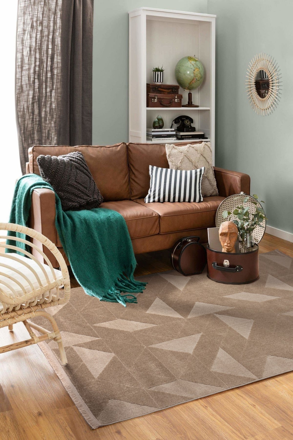 Sidney SD05 Beige Plush Textured Living Room Machine Carpet