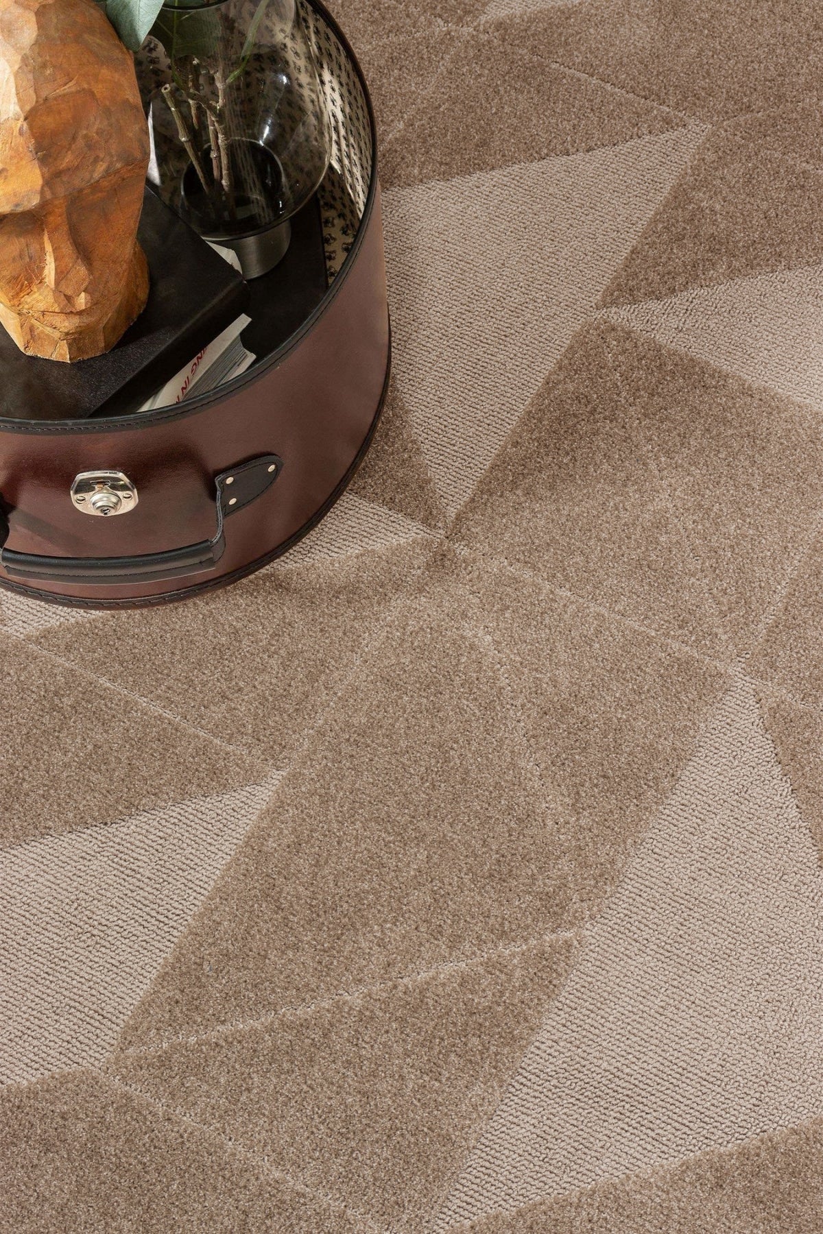 Sidney SD05 Beige Plush Textured Living Room Machine Carpet