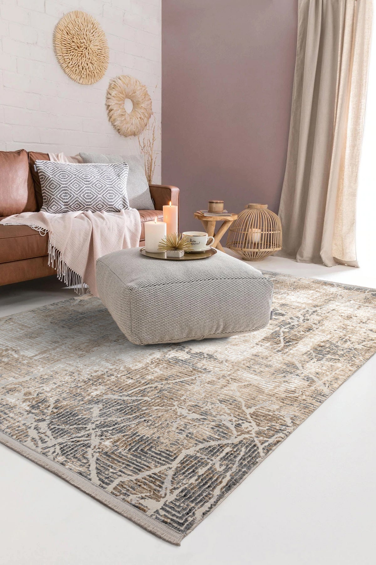 Vega VG01 Beige Grey Modern Salon Halısı