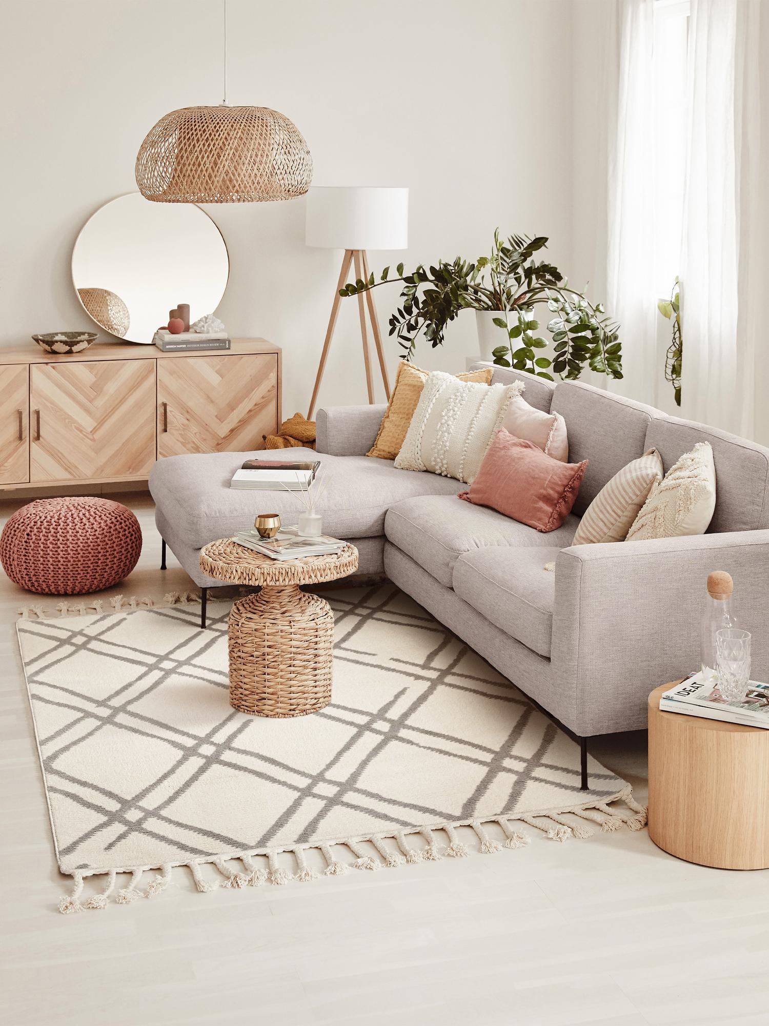 Cool CL 01 Grey Scandinavian Plush Textured Machine Rug