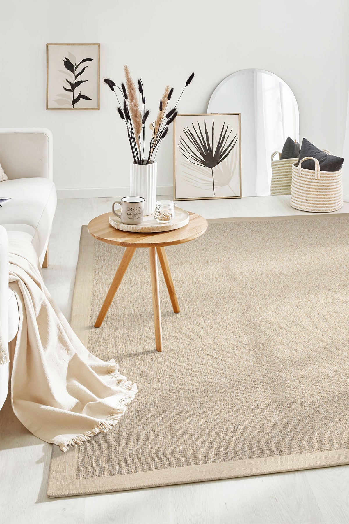 Jutte 07 M-104 Cream Beige Doğal Jüt Sisal Halı