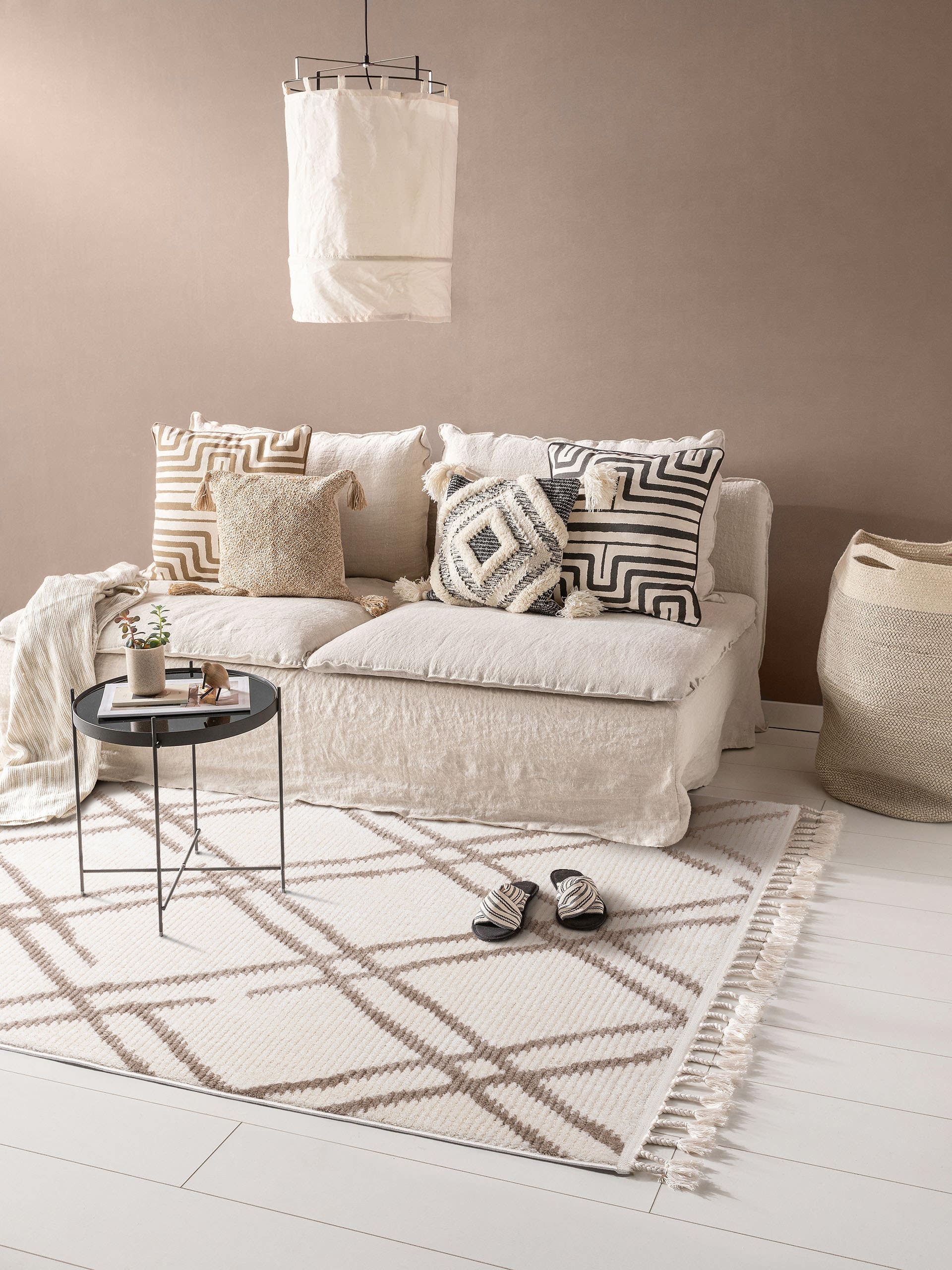Cool CL 03 Beige Scandinavian Plush Textured Machine Rug