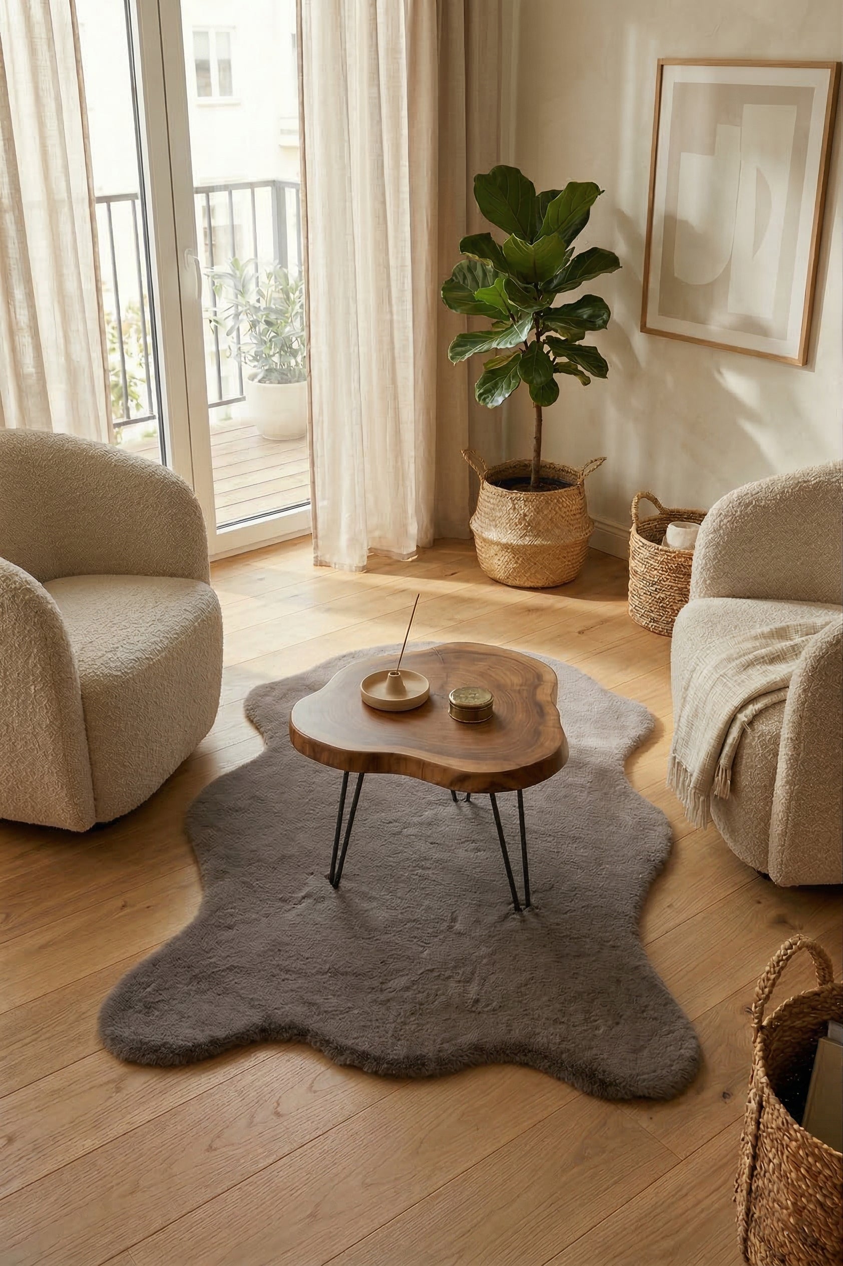 Bunny BN01 Anthracite Tavşan Postu Yumuşak Pelüş Halı