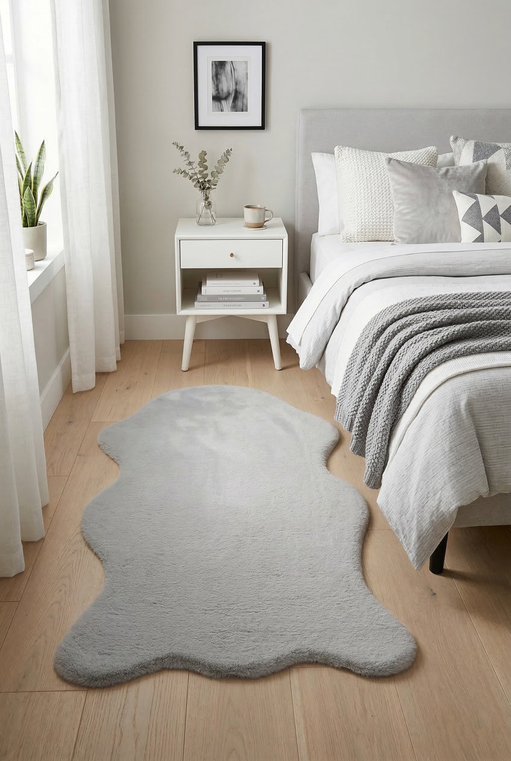 Bunny BN01 Grey Tavşan Postu Yumuşak Pelüş Halı