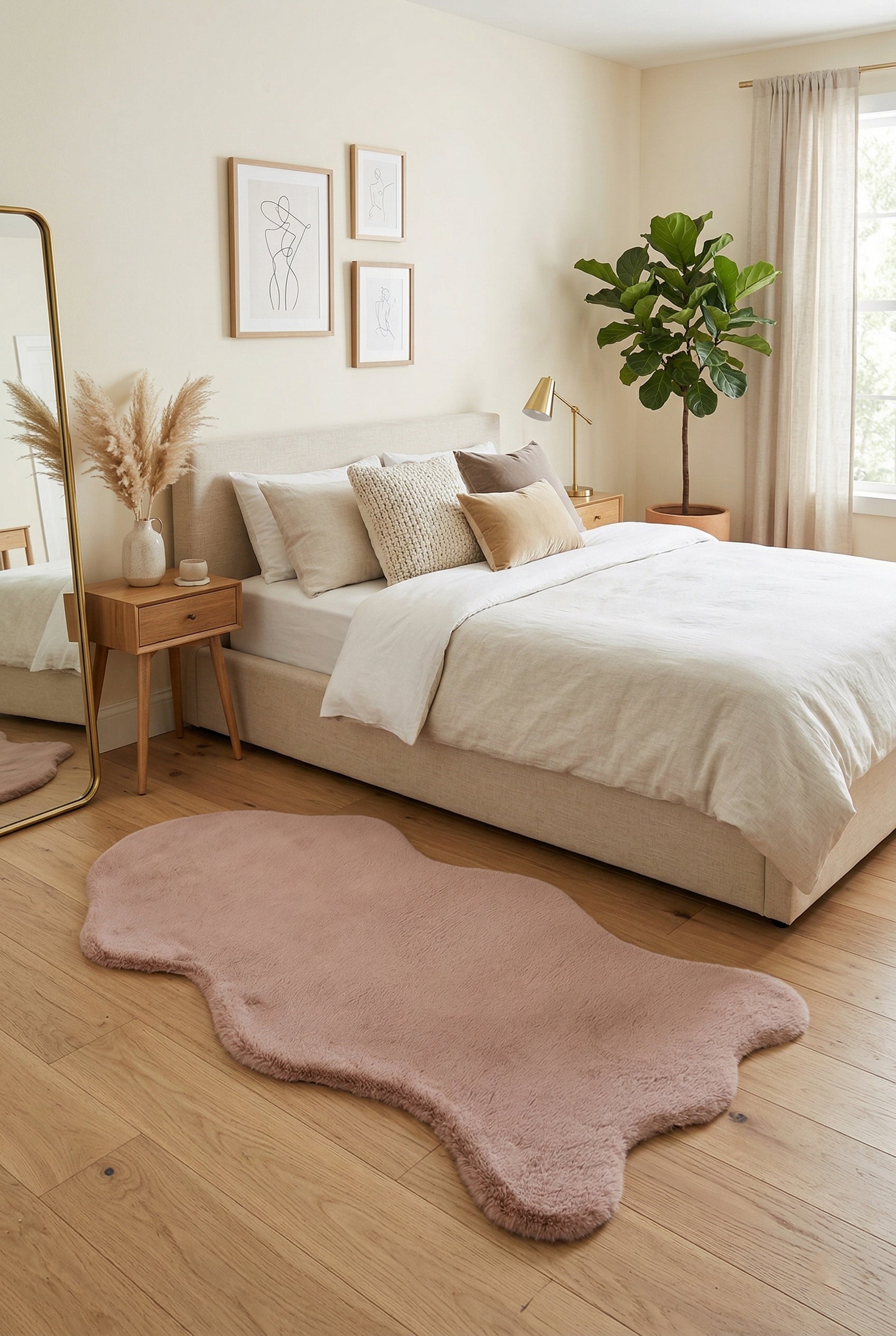 Bunny BN01 Pink Tavşan Postu Yumuşak Pelüş Halı