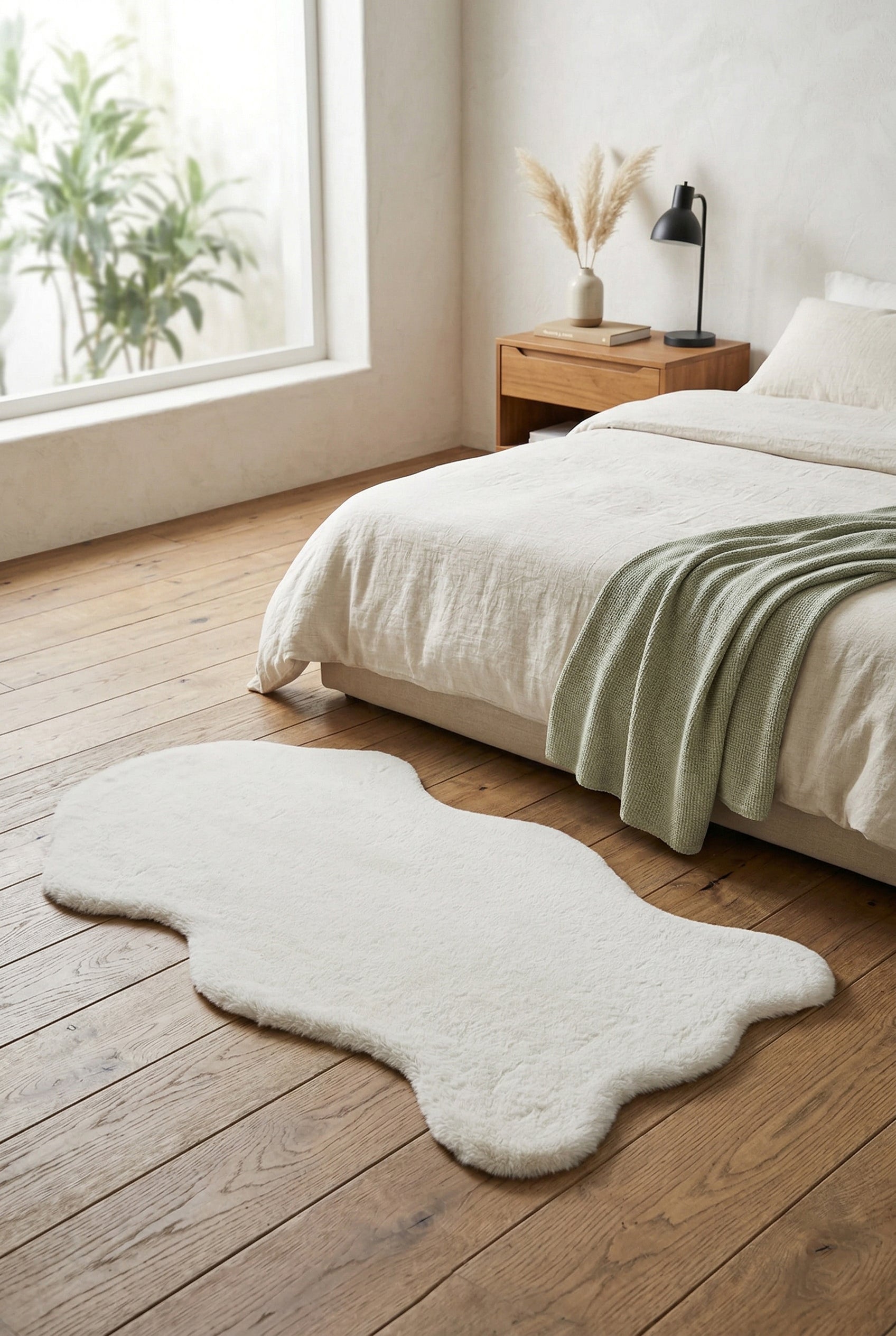 Bunny BN01 White Tavşan Postu Yumuşak Pelüş Halı