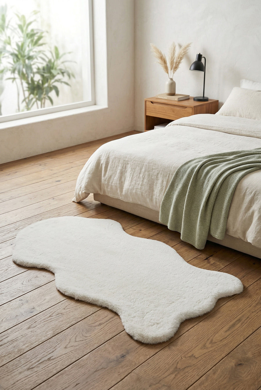 Bunny BN01 White Tavşan Postu Yumuşak Pelüş Halı