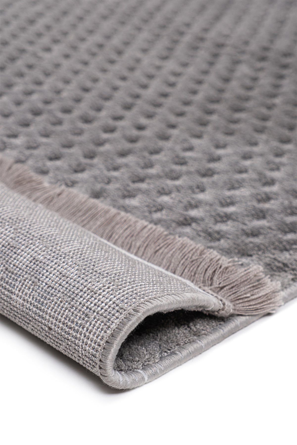 Pita PT02 Grey Plush Textured Scandinavian Living Room Machine Carpet