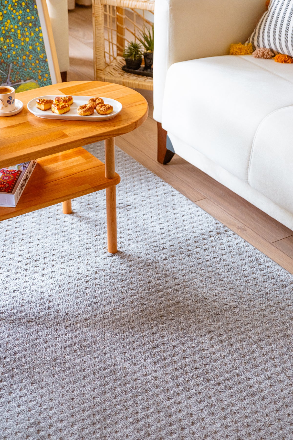 Pita PT02 Grey Plush Textured Scandinavian Living Room Machine Carpet
