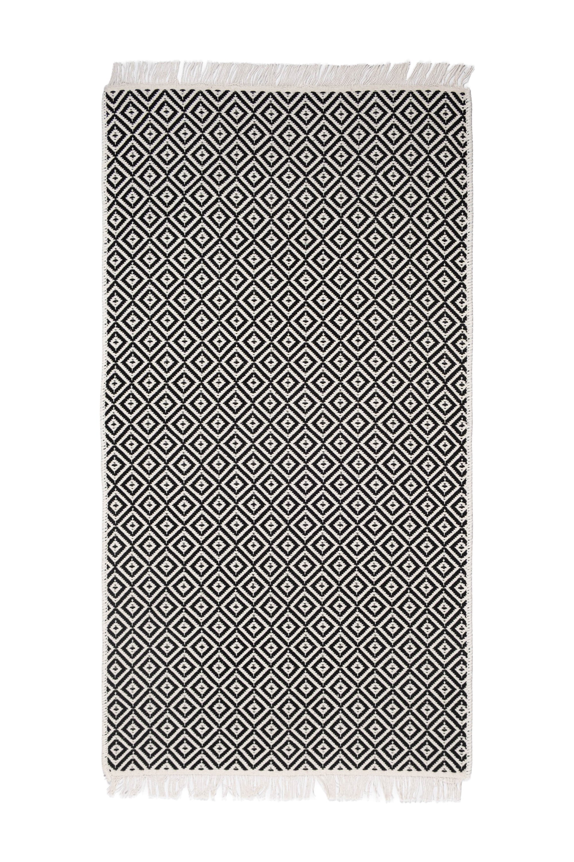 Liva LV02 Siyah - %100 Pamuk Çift Taraflı Kilim Paspas