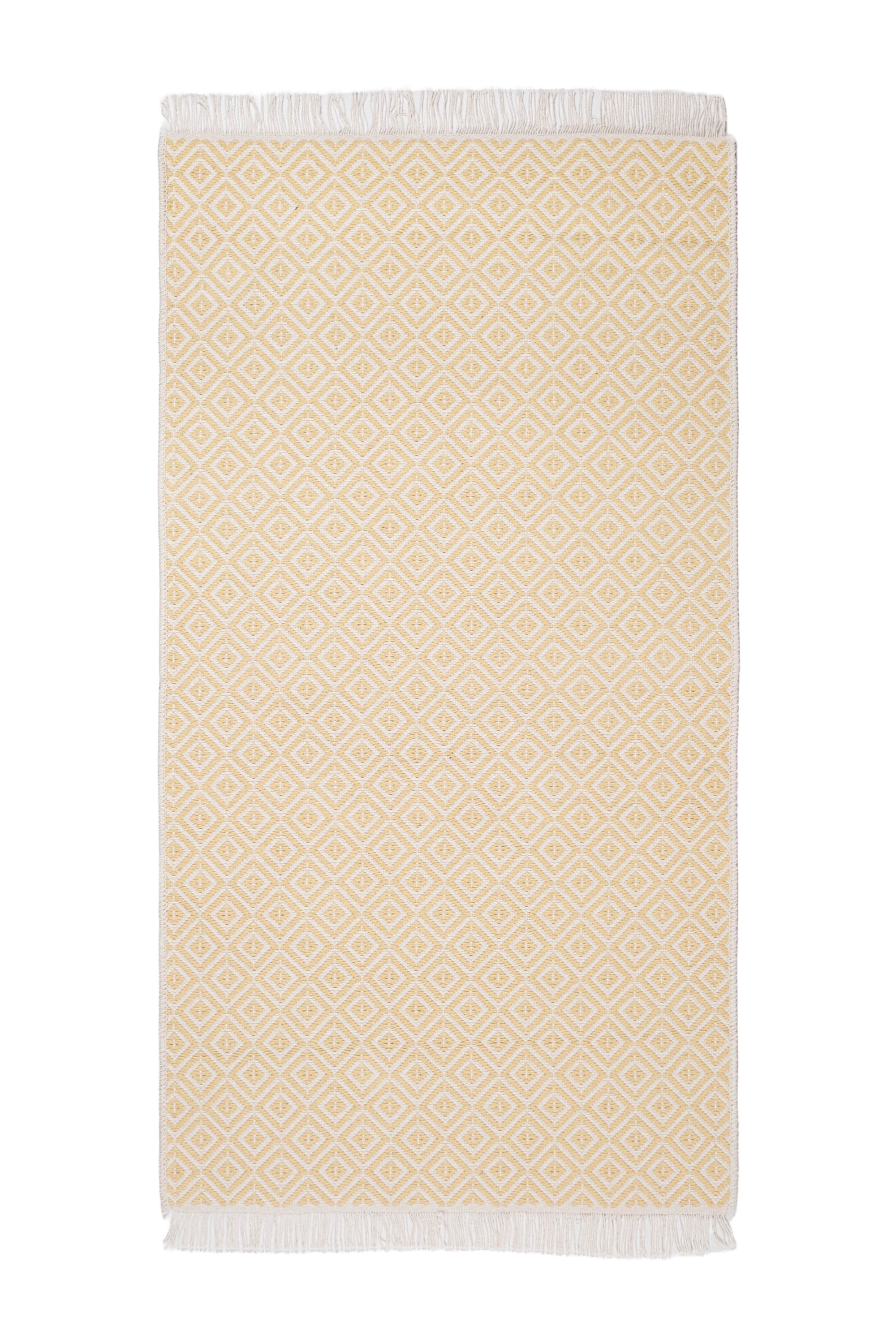 Liva LV02 Krem - %100 Pamuk Çift Taraflı Kilim Paspas