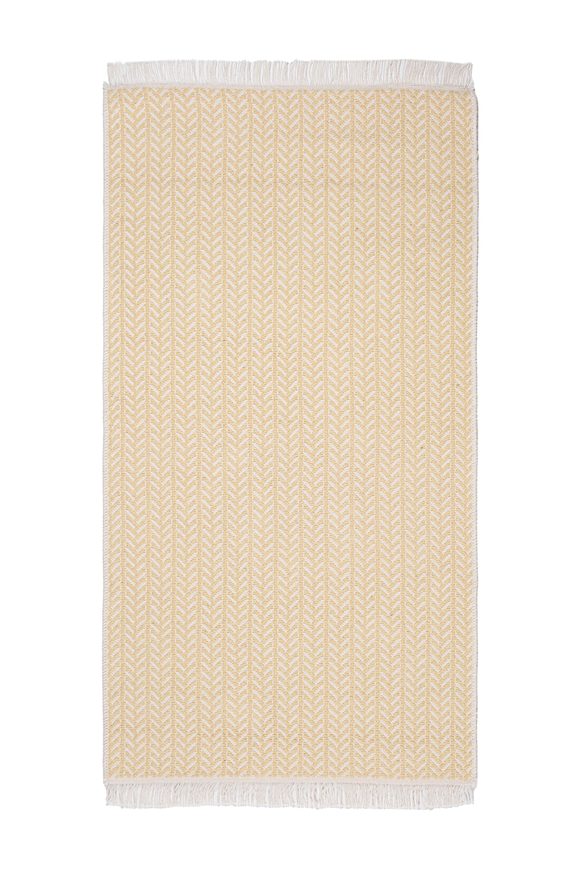 Liva LV04 Krem - %100 Pamuk Çift Taraflı Kilim Paspas