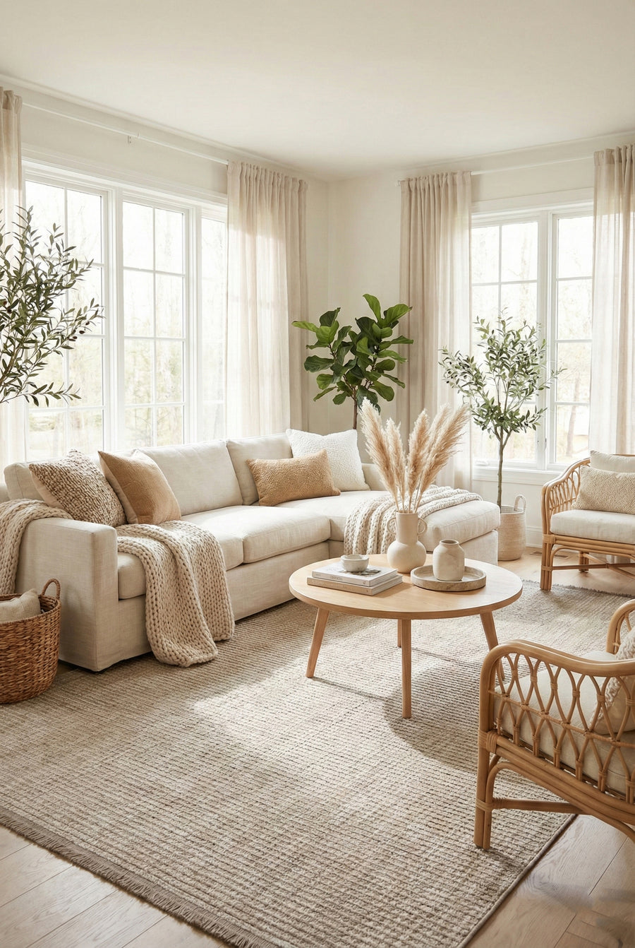 Degrade DG03 Beige Yumuşak Dokulu İskandinav Salon Halısı
