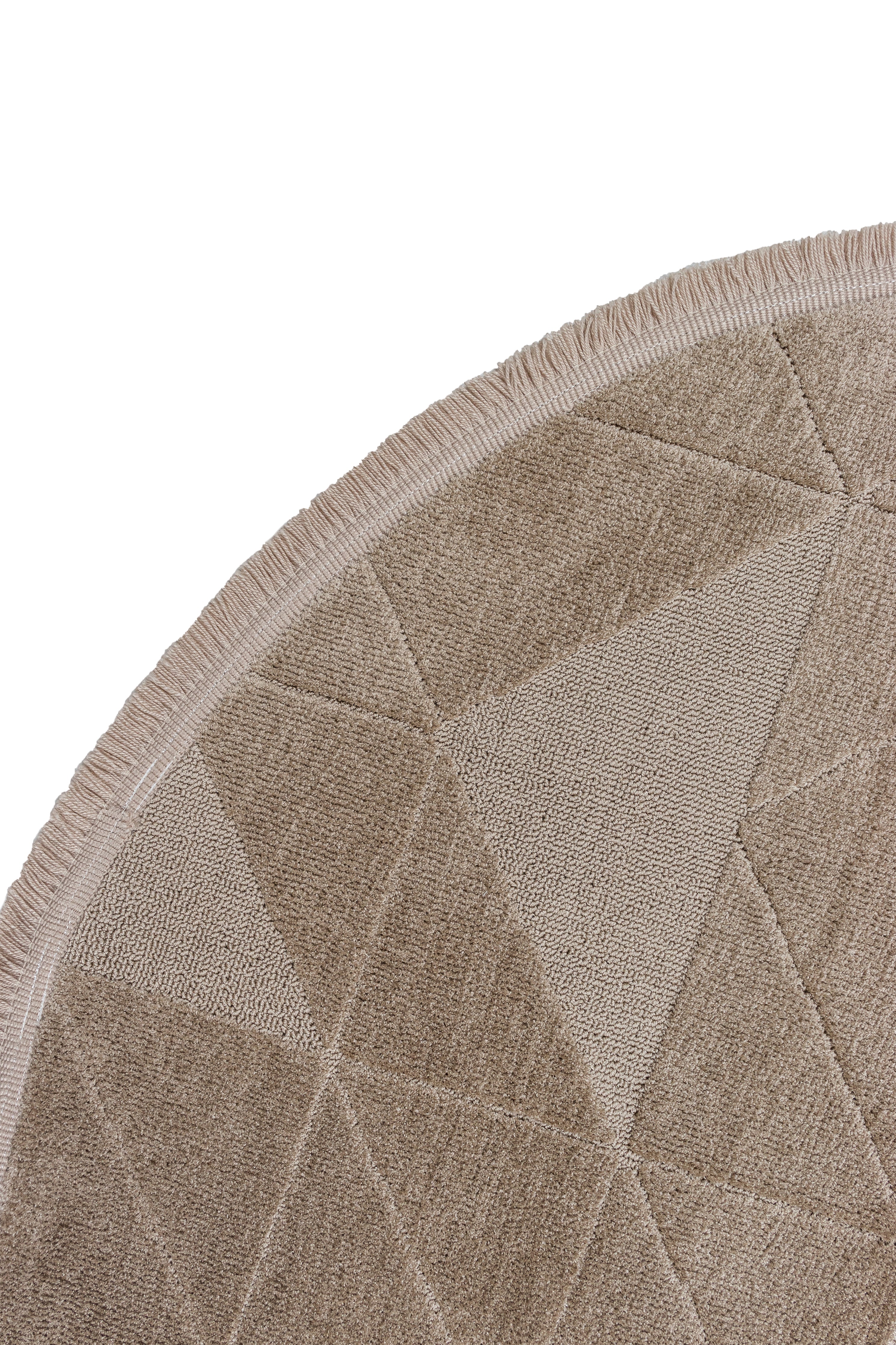 Sidney SDY05 Beige Round Plush Textured Living Room Machine Carpet