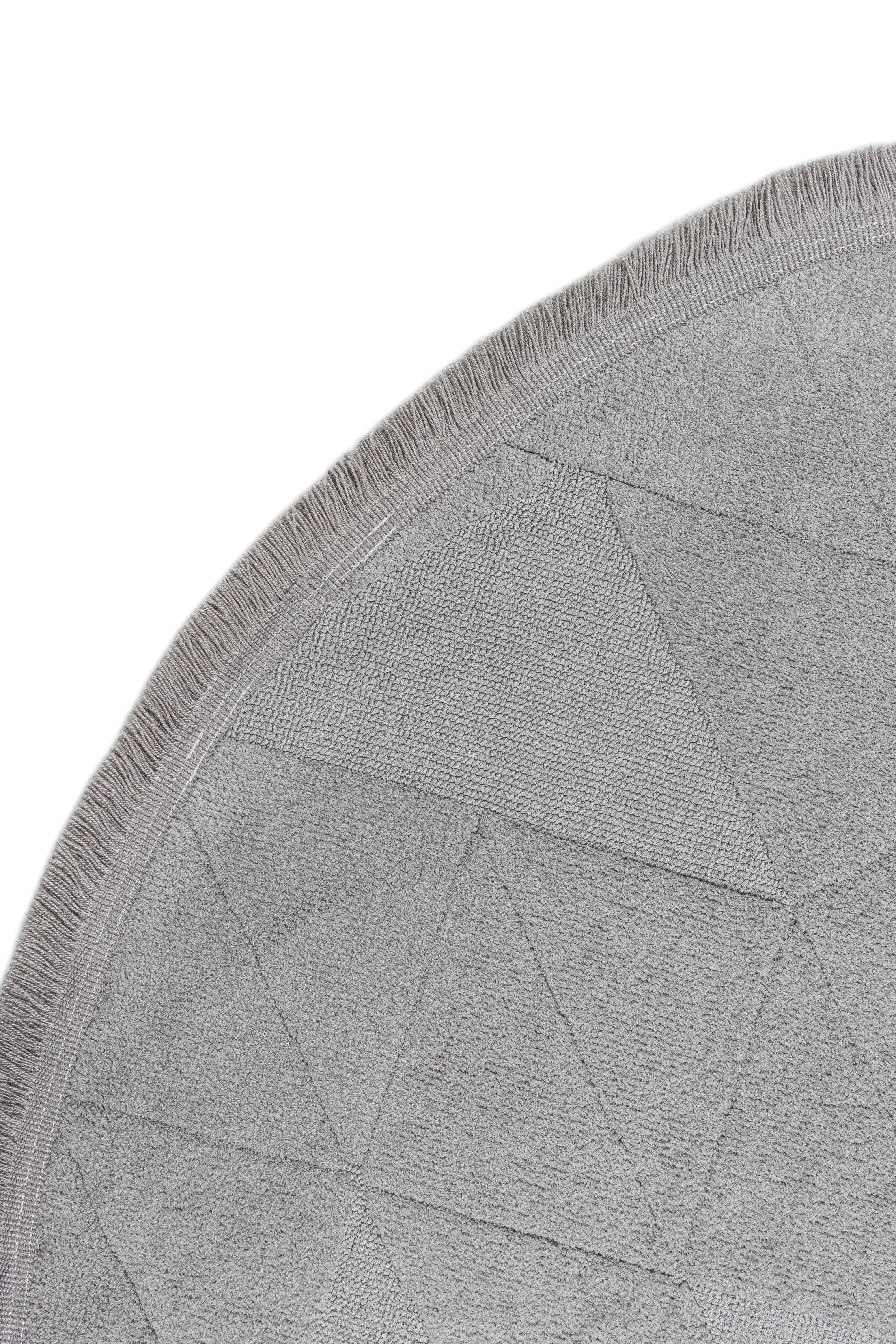 Sidney SDY04 Grey Round Plush Textured Living Room Machine Carpet