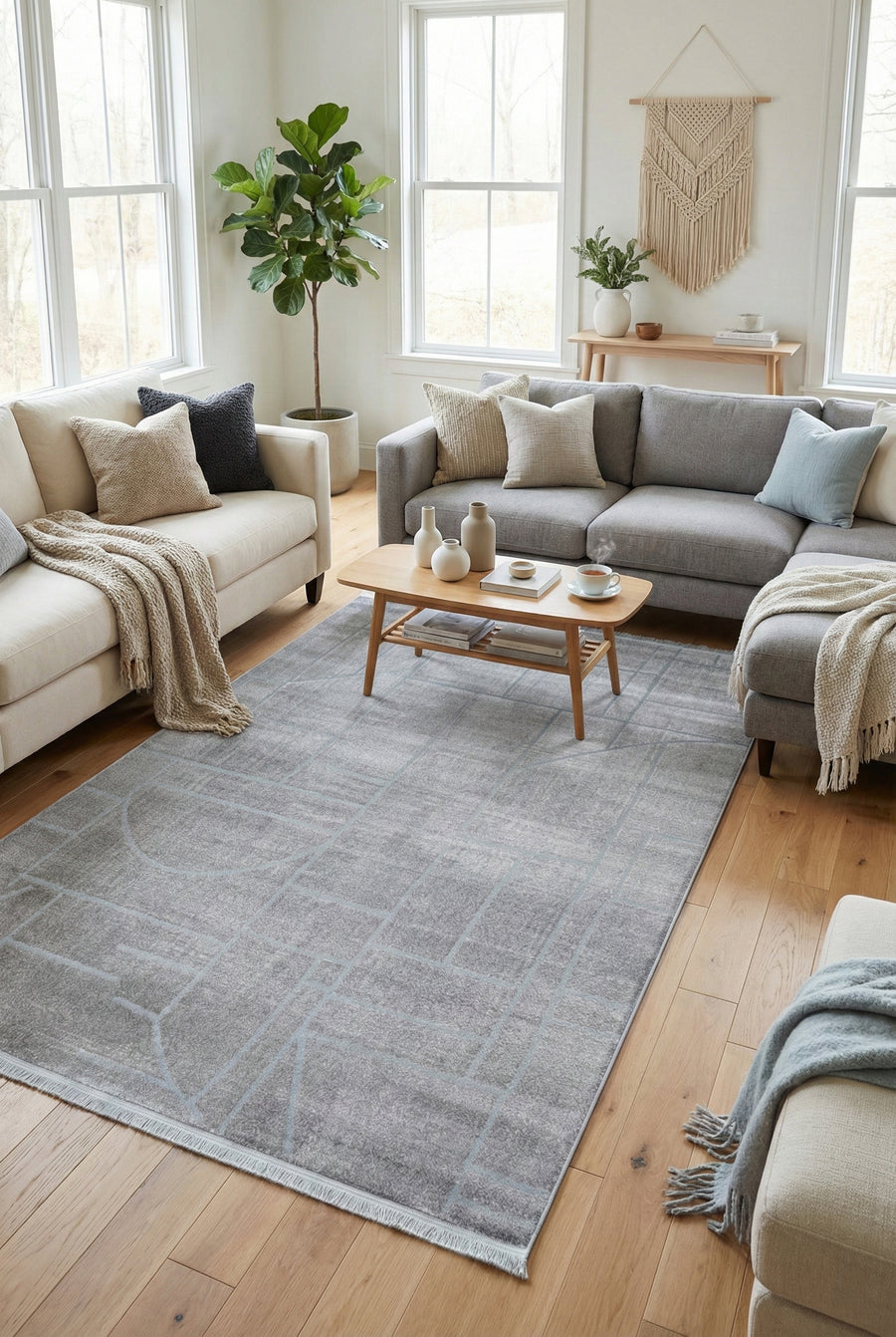 Luca LC04 Anthracite Peluş Dokulu Yumuşak Salon Halısı