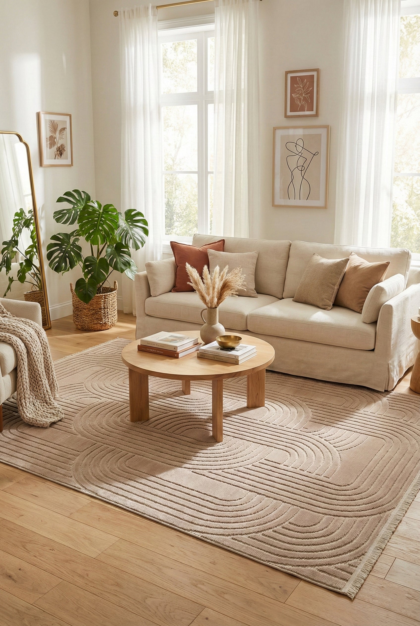 Luiz LZ03 Vizon İskandinav Desenli Modern Salon Halısı