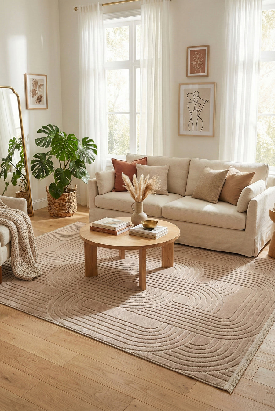 Luiz LZ03 Vizon İskandinav Desenli Modern Salon Halısı