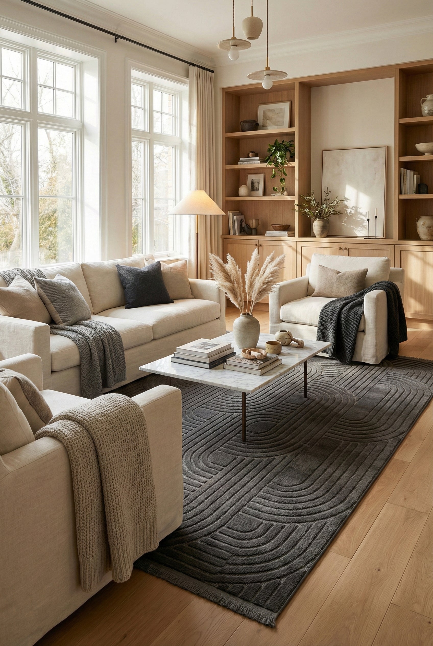 Luiz LZ04 Anthracite İskandinav Desenli Modern Salon Halısı