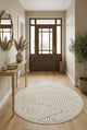 Sidney SDY02 Cream Beige Round Plush Textured Living Room Machine Carpet